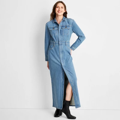 Women's Long Sleeve Denim Maxi Shirtdress - Universal Thread™ Medium Wash Women's Long Sleeve Denim Maxi Shirtdress - Universal Thread™ Medium Wash -Hot Sale Universal Thread Shop GUEST 2e5c8e49 29ae 45d5 b657 d32cfd64a927